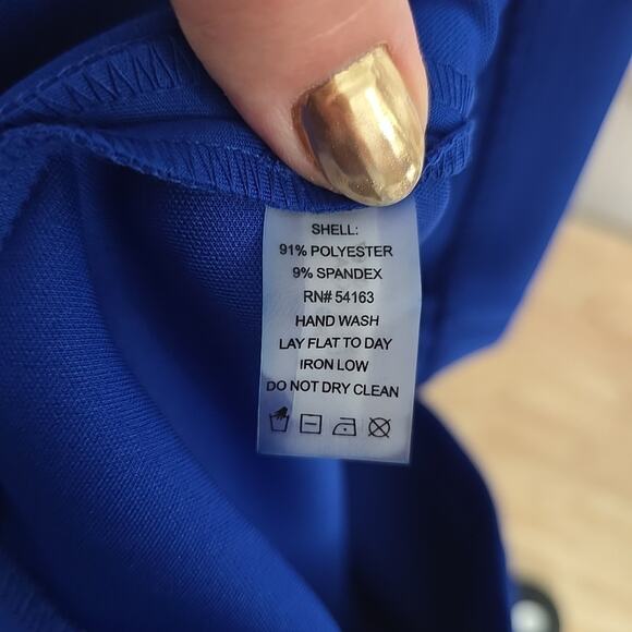 Calvin Klein Blue Polyester Blend Silver Necklace Sheath Dress Size 6 Scuba Midi - Picture 8 of 9